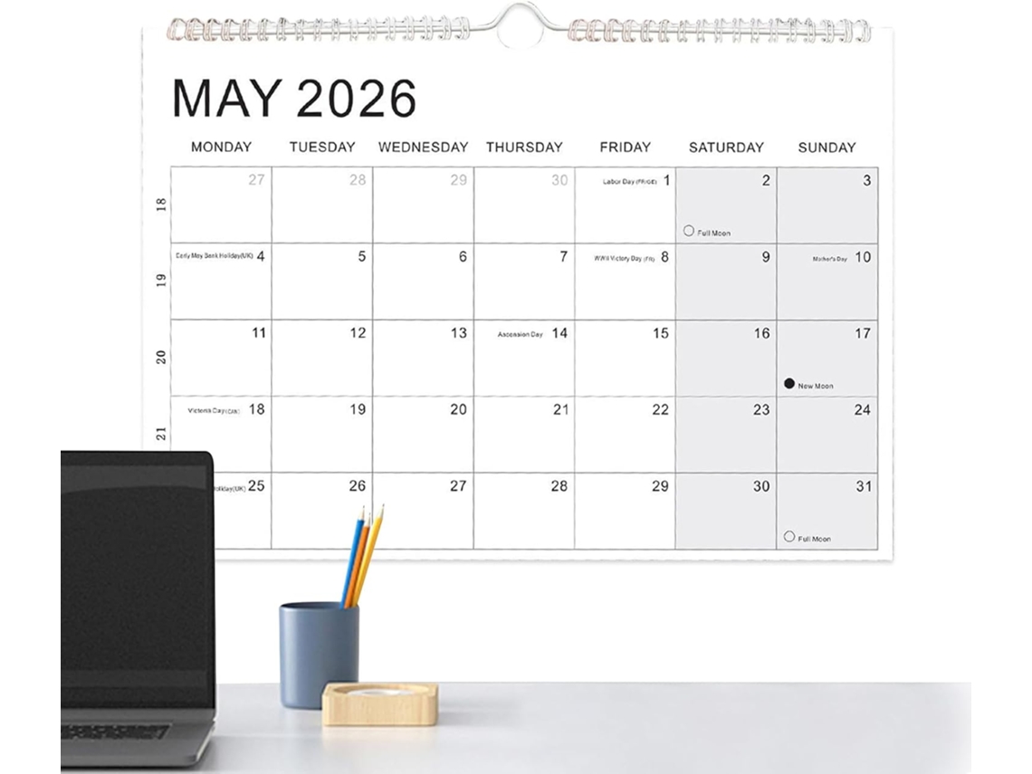 Calendario Mensual De Pared 2026-2027 - Material Escolar Para Profesores De 18 Meses Con Fechas Desde Enero
