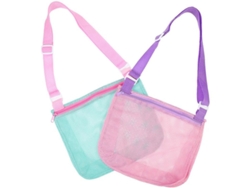 2pcs Bolsa De Playa De Malla Para Niños Con Diseño Ligero Y Resistente Colorido Para Juguetes Y Arena Color Variado
