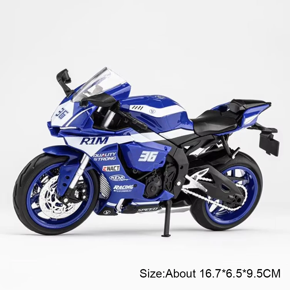 (r1m Azul) 1:12 - Motocicleta en miniatura - Coche de juguete para niños