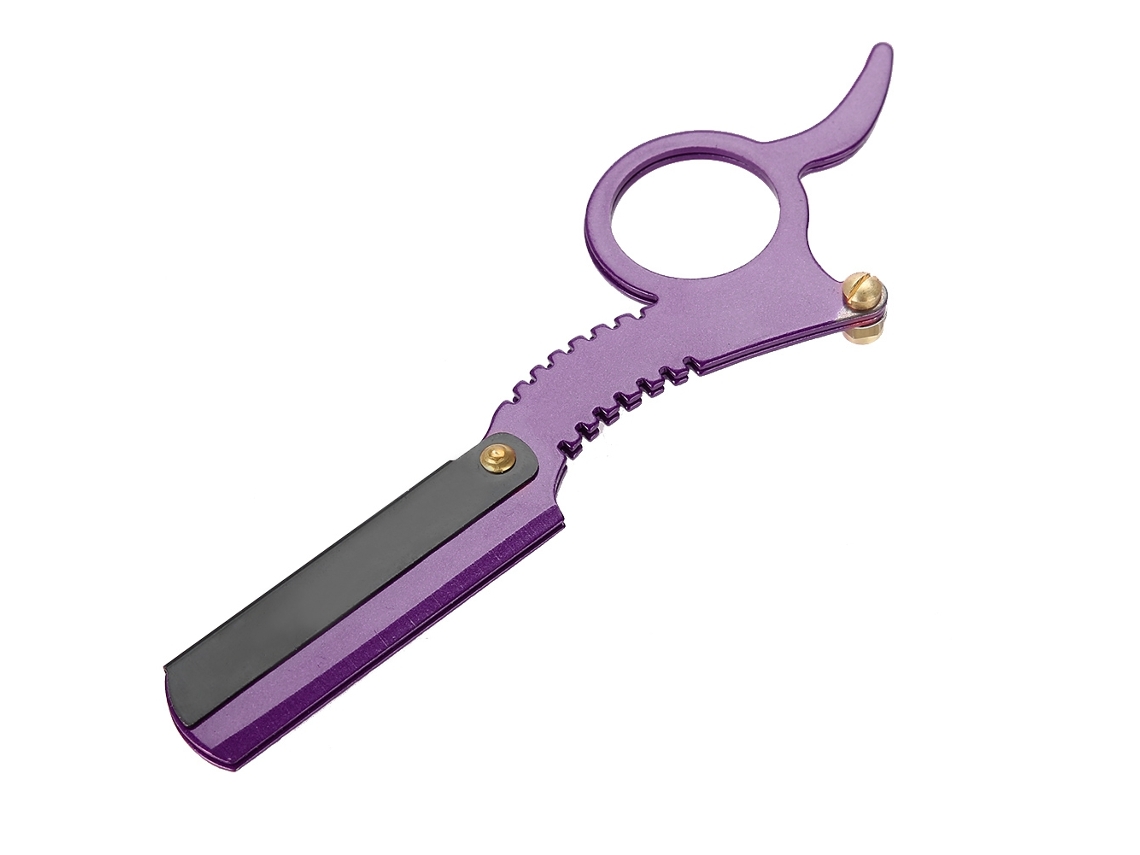 Lâmina De Barbear Manual Em Aço Inoxidável Para Homens Com Design Em Forma De Polegar, Remoção De Cabelo Facial, Roxo