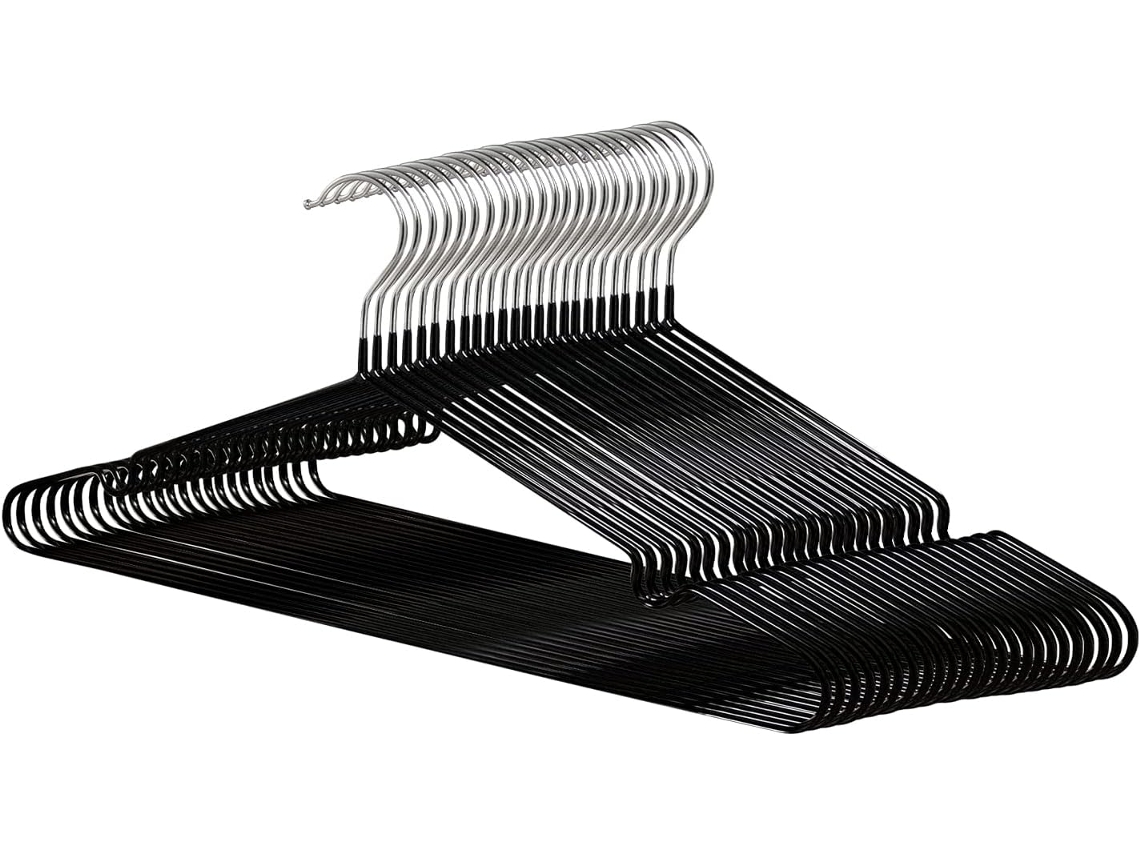 COM-FORT HOUSE | Percha Metal | Color Negra | Antideslizantes y Resistentes | Perchas para Ropa | Ideal para Chaquetas, Pantalones o Blusas | 24 Unidades