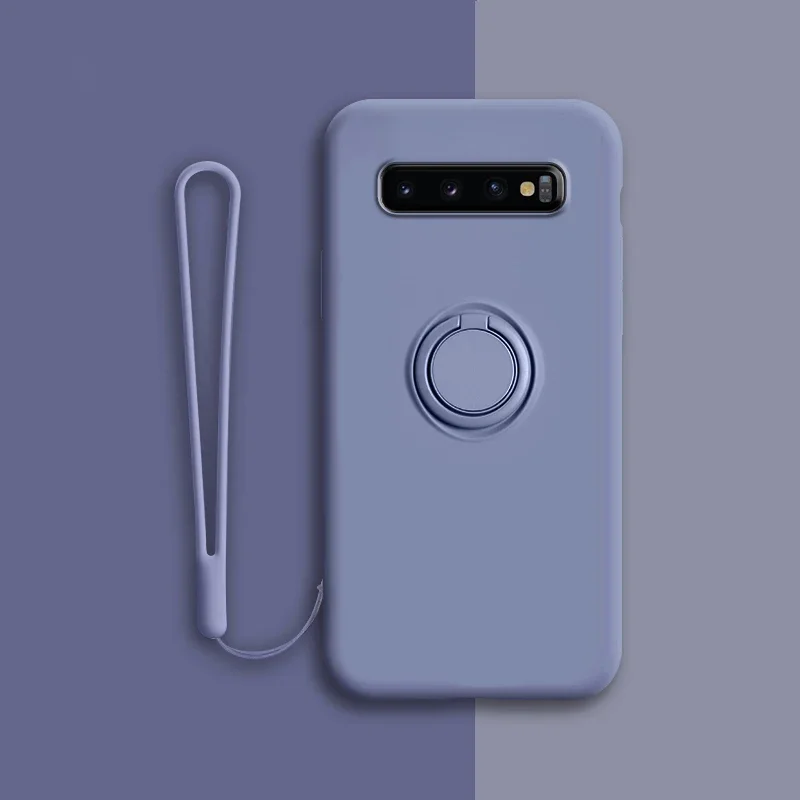 (samsung Note 10 Plus, Gris) Funda Protectora De Silicona Suave Para Teléfonos Samsung Con Soporte De Anillo.