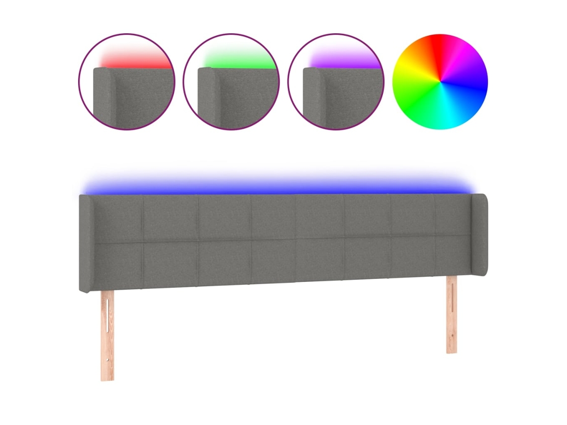 Cabecero con luces LED, tela gris oscuro, MAISON EXCLUSIVE (183x16x78 cm)