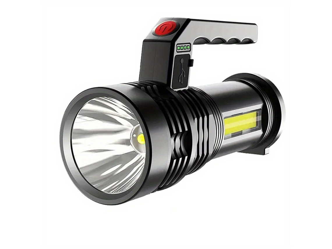 Linterna Led Portátil De Alto Brillo, Iluminación Cob Con Dispersión De Luz Lateral, Recargable Por Usb Y Equipada Con Cuatro Modos De Luz P