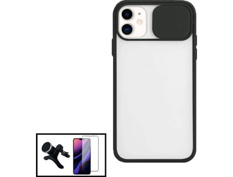 Carcasa + Protector + Soporte iphone 12 Mini PHONECARE Slide Window Anti Choque Frosted Negro 92480