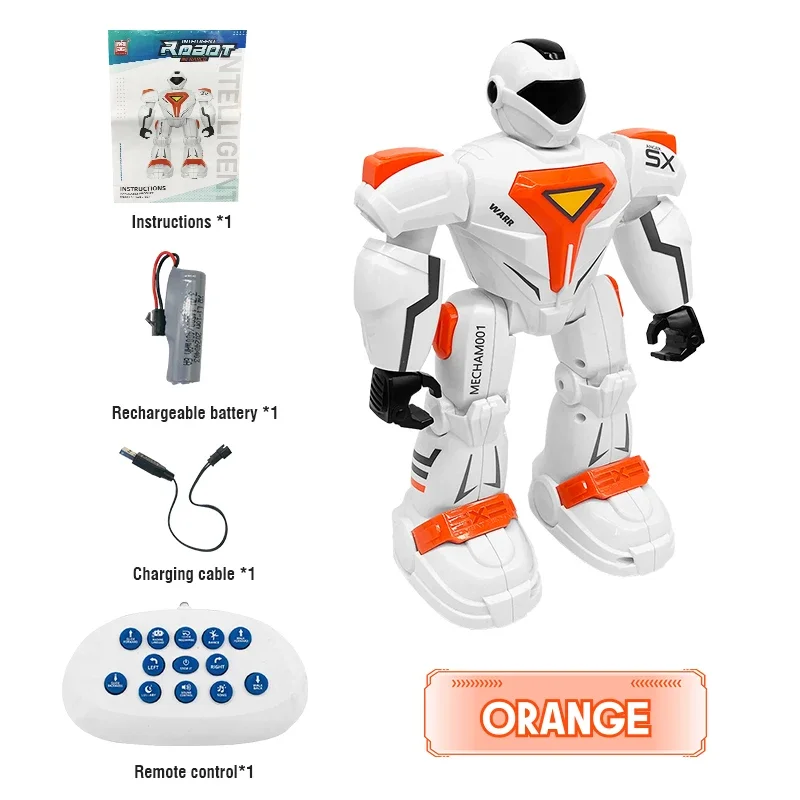(naranja) Robot Inteligente Controlado A Distancia, Con Detección De Gestos, Que Canta Y Baila.