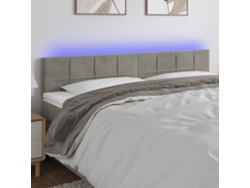 Cabecero Con Led De Terciopelo Gris Claro 160x5x78/88 Cm