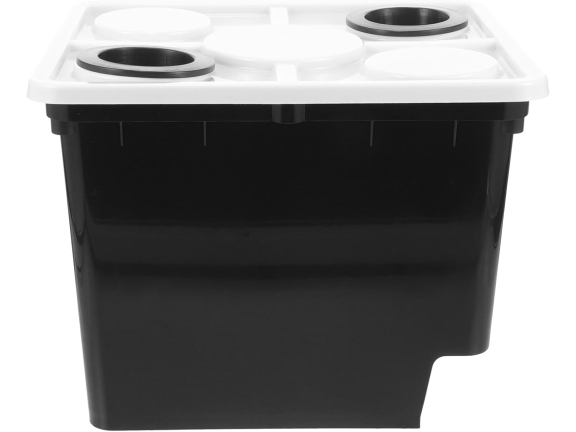 Cubo De Plástico Negro Para Cultivo Sin Tierra Con Tapa Y Cesta.