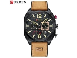 Reloj Casual Para Hombre Con Correa De Cuero (amarillo Y Negro), Cronógrafo Con Segundero Pequeño Y Visualización De Fecha.