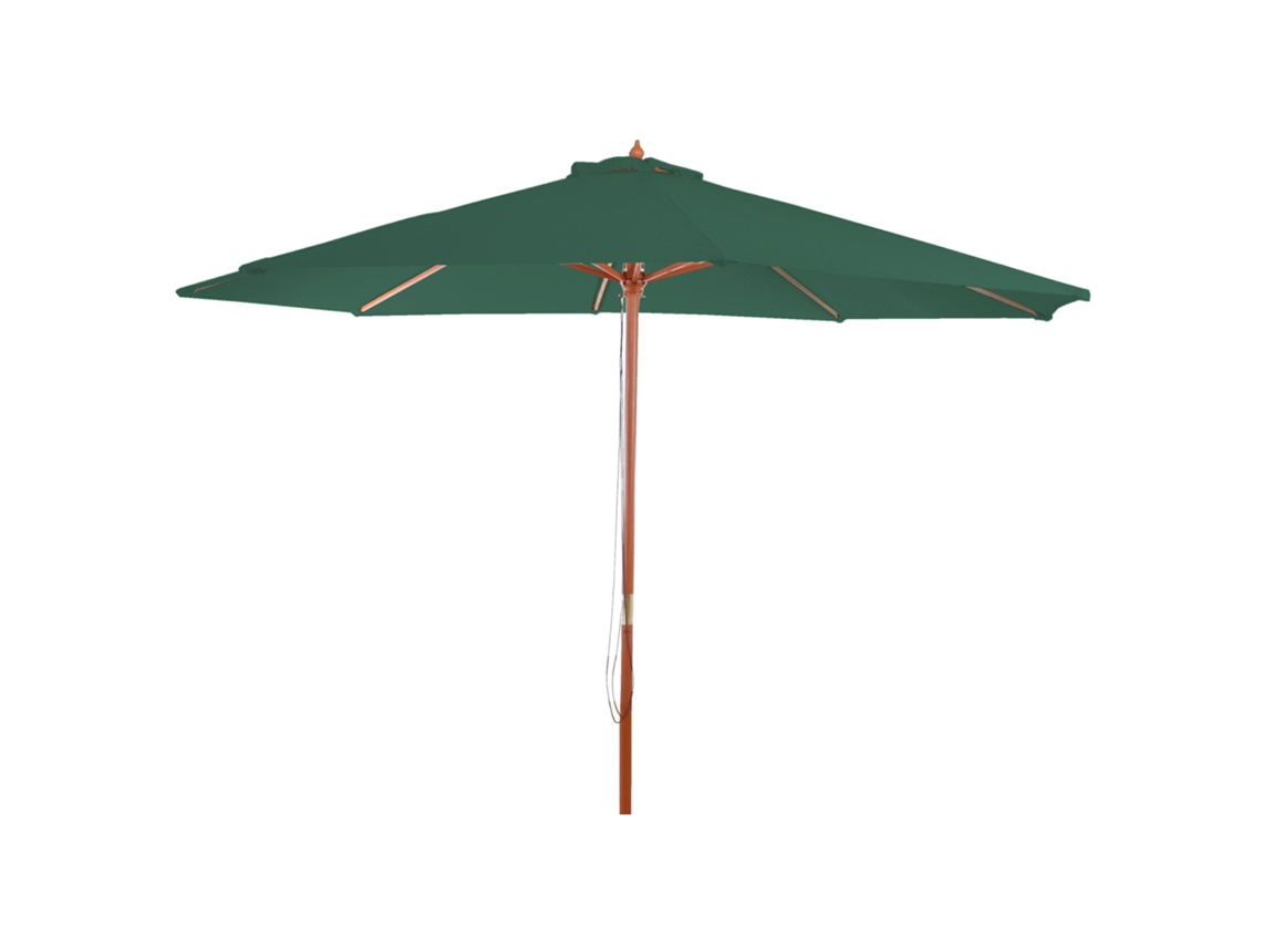 Parasol de jardín, 3,5 m de diámetro, poliéster/madera, 7 kg, verde, 04_0008011