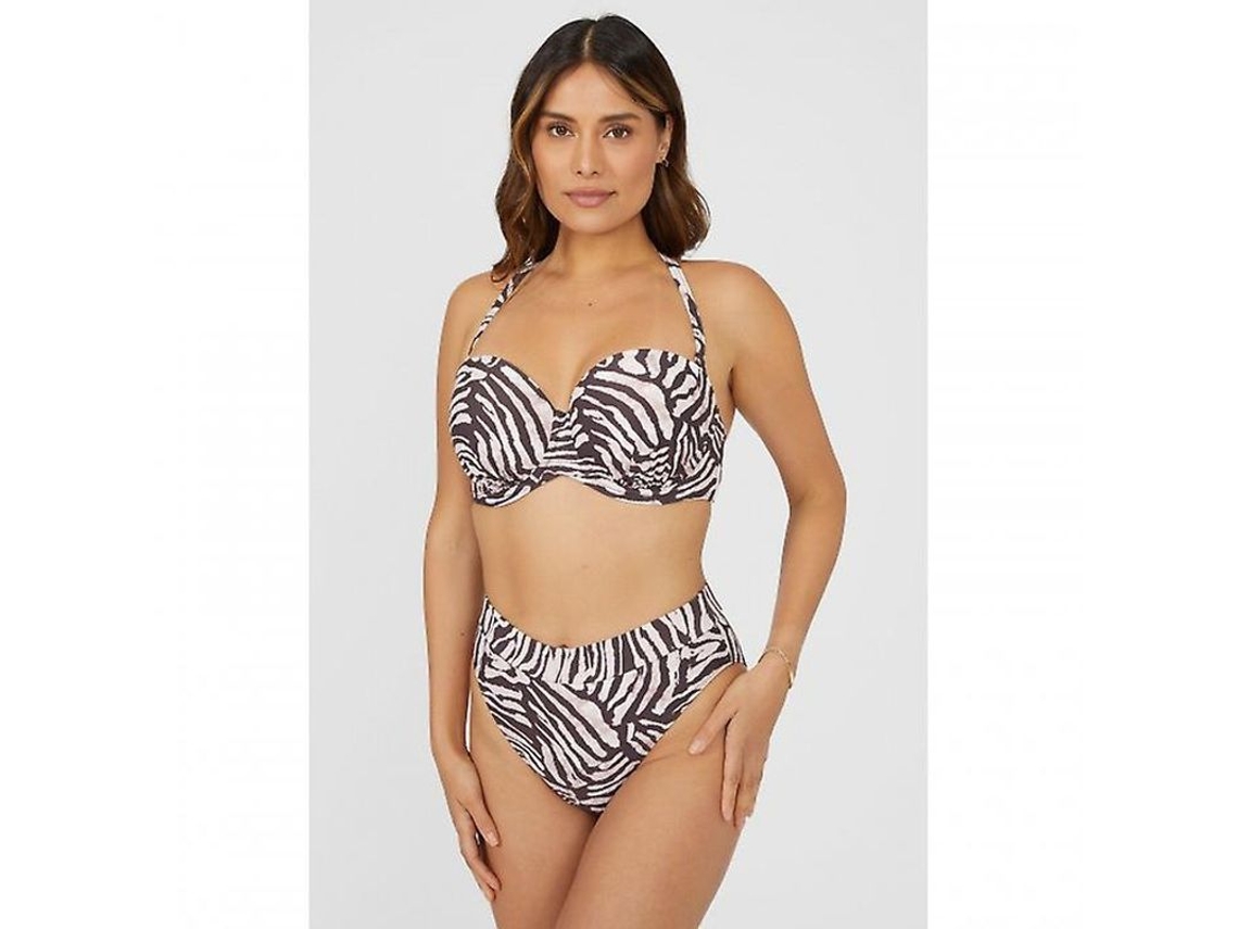 2026-top De Bikini Sin Cinturones Estampado Cebra Para Mujer Con Acolchado Y Armadura