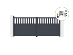 Portón abatible 3,4m SANTIS H.140cm aluminio motorización TANKER B250 CASANOOV