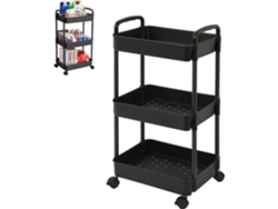 Carrito de cocina con ruedas, estantes, PP, negro Tommy01