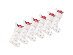 2026-6 Calcetines De Navidad De Pelo Falso Blanco Con Lentejuelas Plateadas Para Decoración Familiar Niños Festiva Navideña Grande