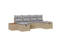 Conjunto de 6 sofás de jardín Vidaxl con cojines beige de ratán sintético