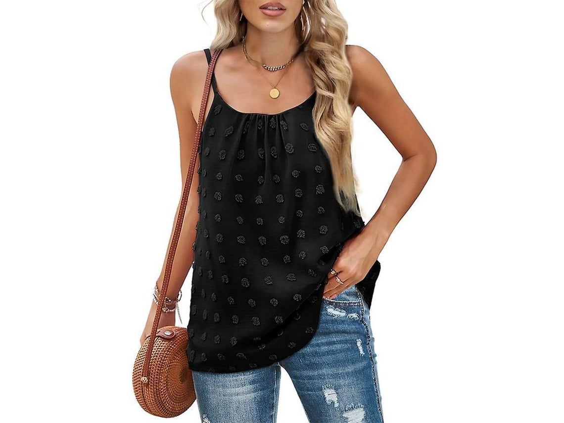 2026-top Camiseta Sin Mangas Casual Para Mujer Cuello Redondo Suelto De Poliéster