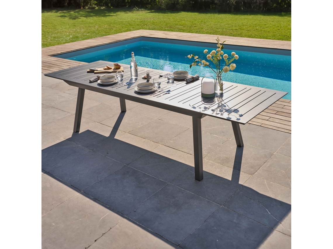 Mesa de jardín rectangular extensible (216/298 x 100 x 75 cm) en aluminio