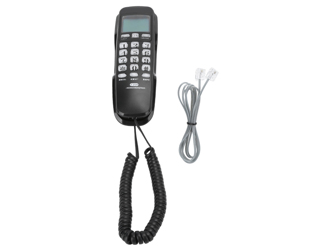 Mini Teléfono Fijo De Pared Con Identificador De Llamadas Para Oficina Y Hogar - Negro