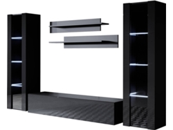 Conjunto de Muebles de TV MÓVEIS BONITOS Luke 4 (Negro - 260x40x165 cm)
