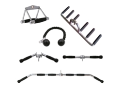 Juego de 6 accesorios Deportium para máquinas de entrenamiento con pesas, acero cromado.