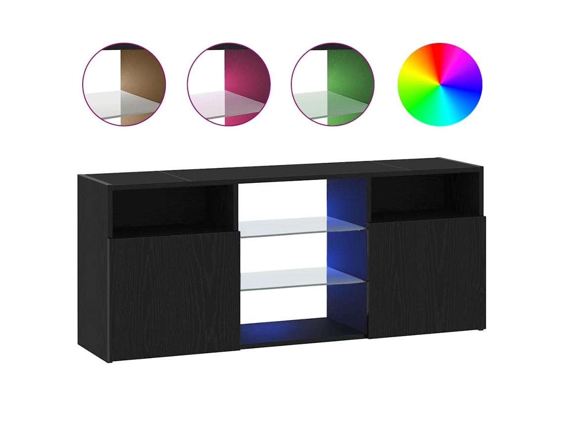 Maison Exclusive - Mueble De Tv Con Luces Led Roble Negro 120x30x50 Cm