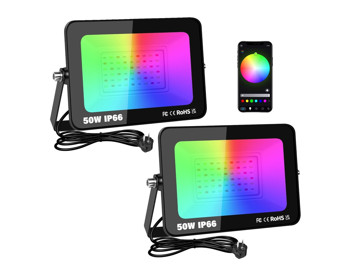 Foco inteligente, 16 millones de colores, temperatura de color ajustable, 2 x 50 W, enchufe europeo OEM