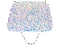 Bolso Bandolera De Lentejuelas Brillantes Para Mujer, Blanco Con Cadena Dorada, Paquete Pequeño