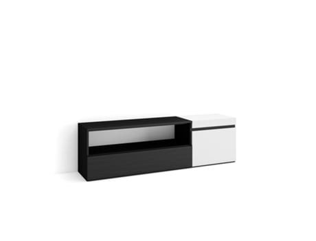 Mueble TV Televisión 150x45x35cm Para TV hasta 65 Con almacenamiento Blanco y negro