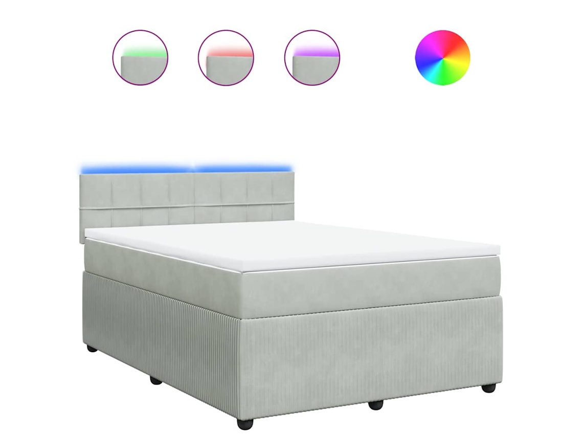 Maison Exclusive - Cama Box Spring Con Colchón Terciopelo Gris Claro 140x190 Cm