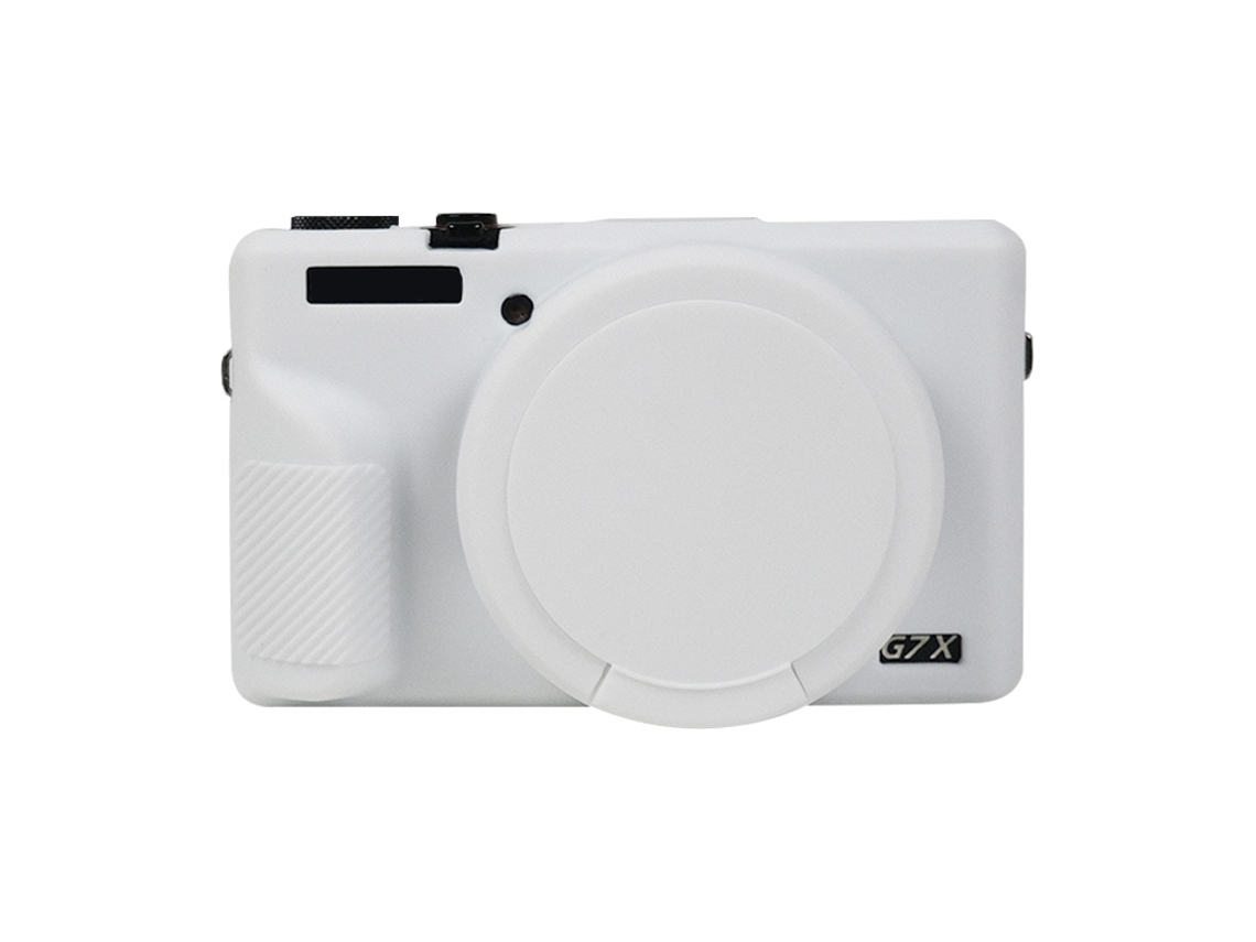 Capa Protetora De Silicone Macio Para Canon Powershot G7x Mark Iii / G7x Iii / G7x3 Com Tampa De Lente Branca
