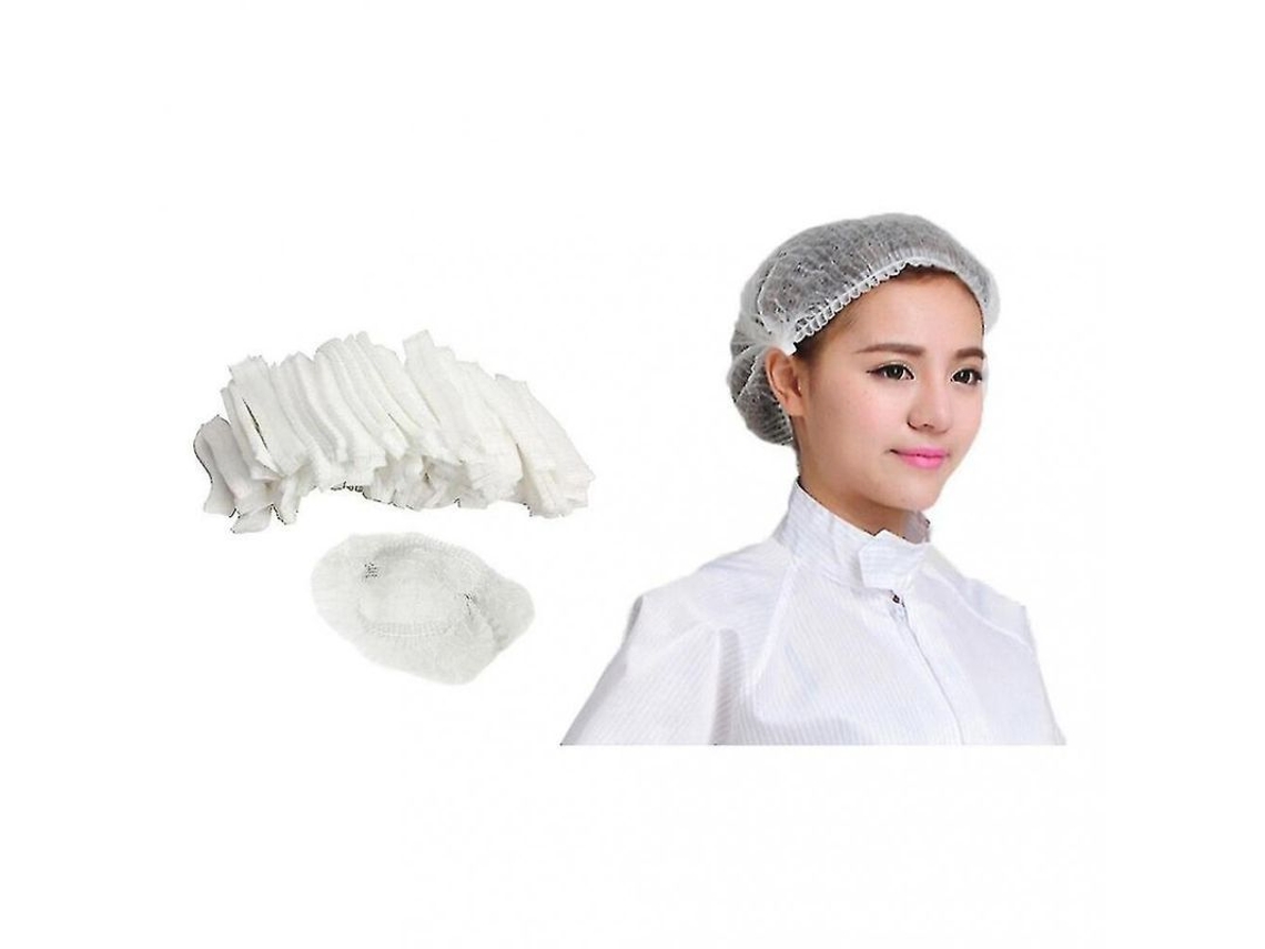 Dan26-100 Gorros Desechables De Pelo Anti Polvo Anti Gripe Para Industria Alimentaria Y Hotel Blanco