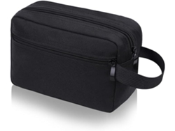 Neceser Negro Con Asa Y Doble Cremallera, Tejido Impermeable, Ideal Para Viajes.