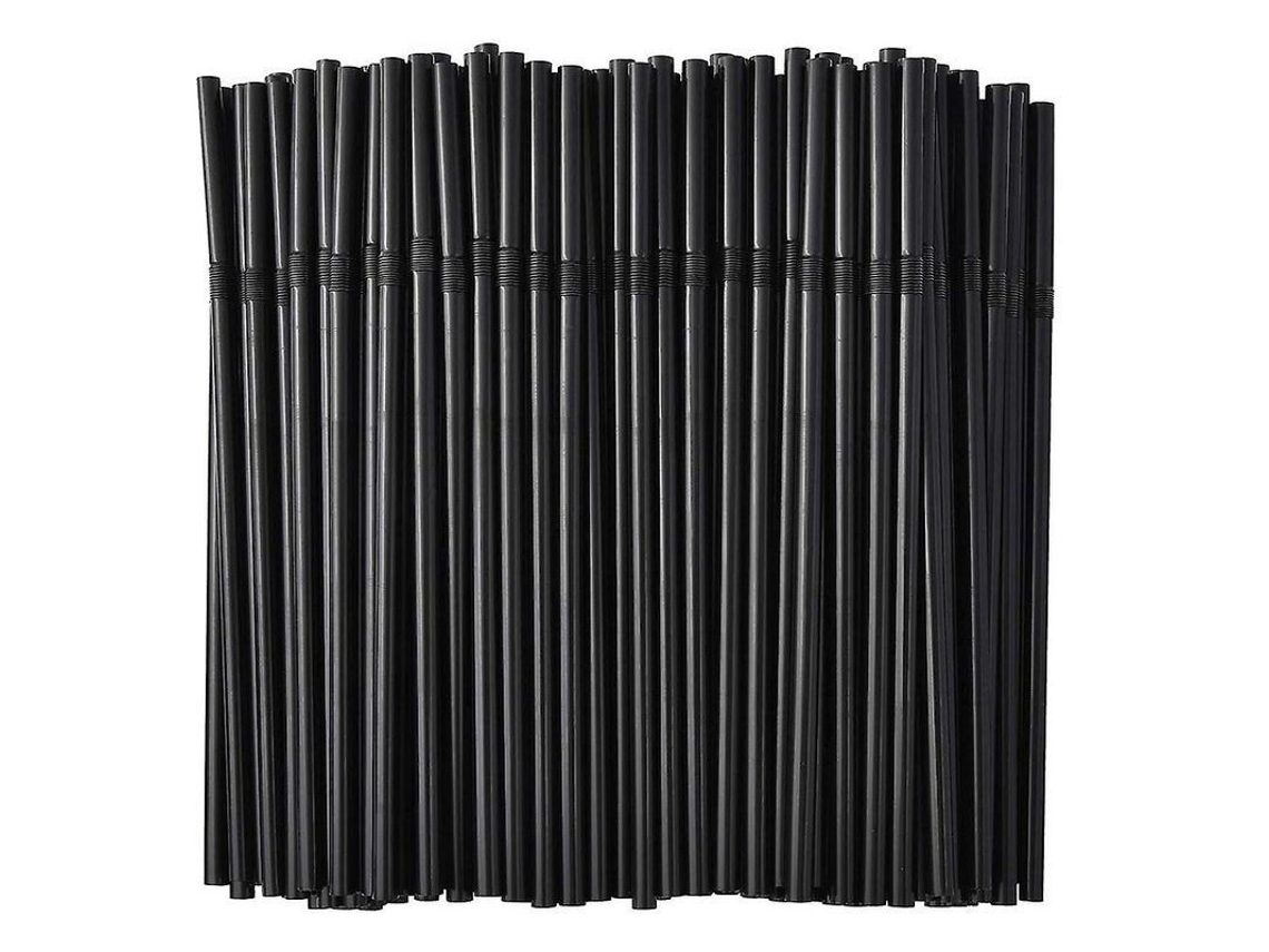 Pajitas Desechables De Plástico Flexible Negro, 500/200/100 Unidades, Para Bebidas.
