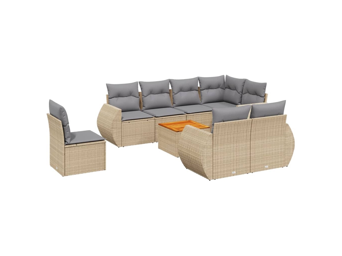 Maison Exclusive - Set De Sofás De Jardín 9 Pzas Con Cojines Ratán Sintético Beige