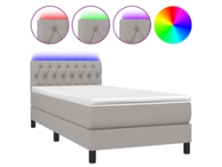 Maison Exclusive - Cama Box Spring Colchón Y Luces Led Tela Gris Claro 90x190 Cm