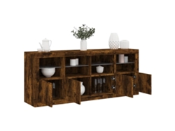 Aparador | Mueble De Comedor | Buffet Con Luces Led Roble Ahumado 163x37x67 Cm Wsd195370