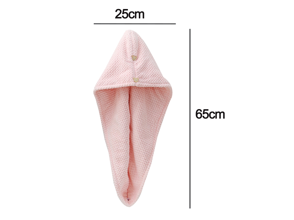 Toalla TRUYUETY Turbante Gruesa Secado Botón Gorro Terciopelo Rosa (Talla Única)
