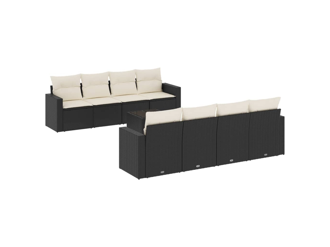 Maison Exclusive - Conjunto de sofás de jardín de 9 piezas con cojines de mimbre y patas negras