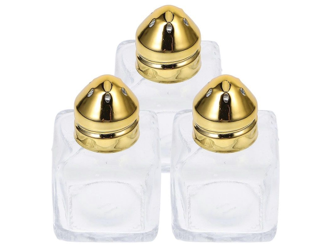 Salero Y Pimentero Compactos De Vidrio De 15 Ml, 6 Piezas, Color Dorado, Para Cocina.