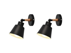 2026-lámpara De Pared Nórdica Macaron E27 Moderna Regulable Para Dormitorio Sala De Estar Negro 2 Piezas