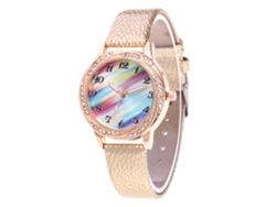 Reloj De Pulsera Analógico De Cuarzo Redondo De Aleación Para Mujer, Estilo Moderno, Color Beige.
