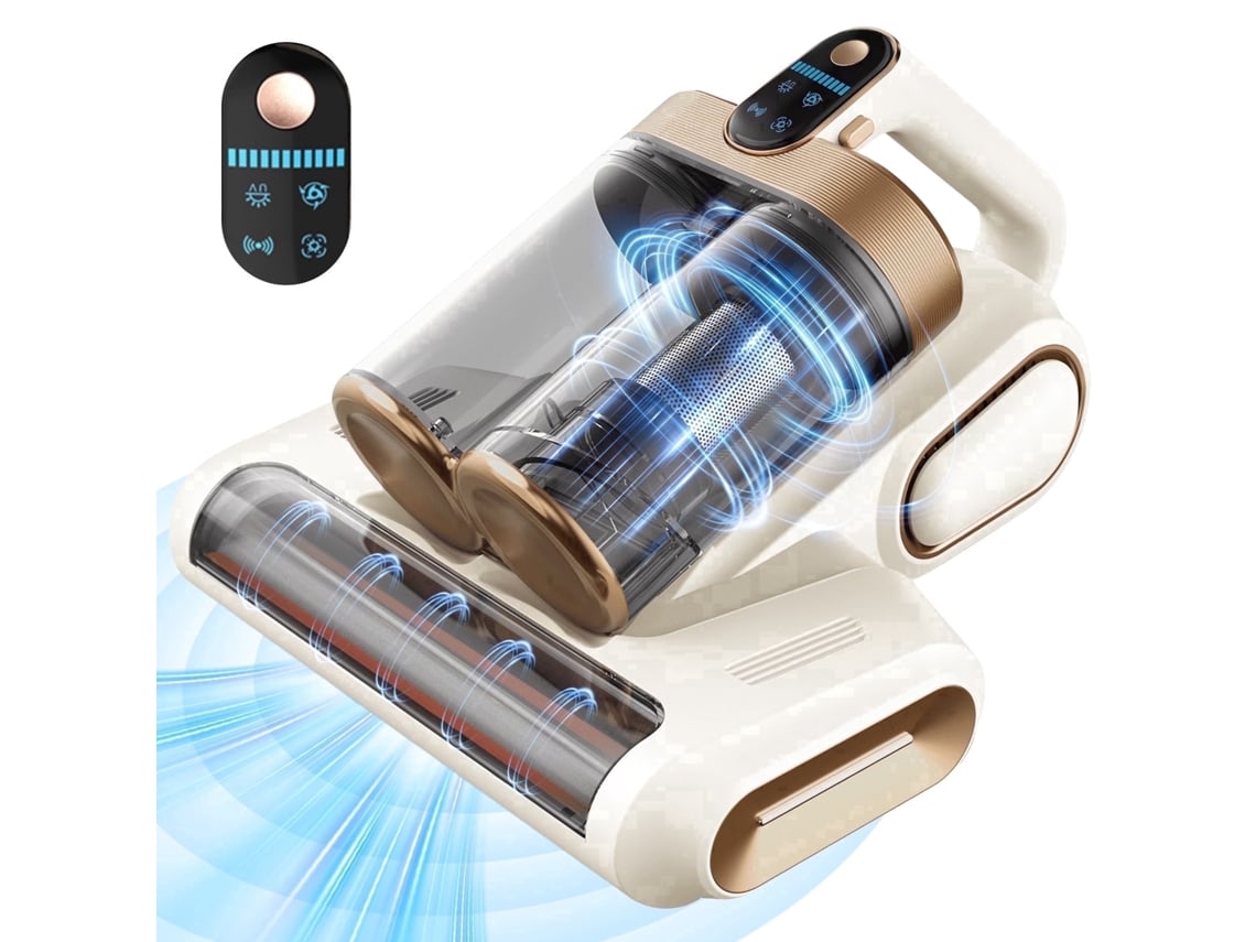 Removedor De Ácaros Aspirador Sem Fio, Sucção De 18 Kpa, Com Lâmpada Uv E Ecrã Led (brancoczhhmart