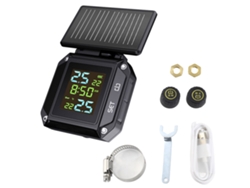 Monitor De Presión De Neumáticos Solar Inalámbrico Para Motocicletas Con 2 Sensores Externos Impermeables Tpms