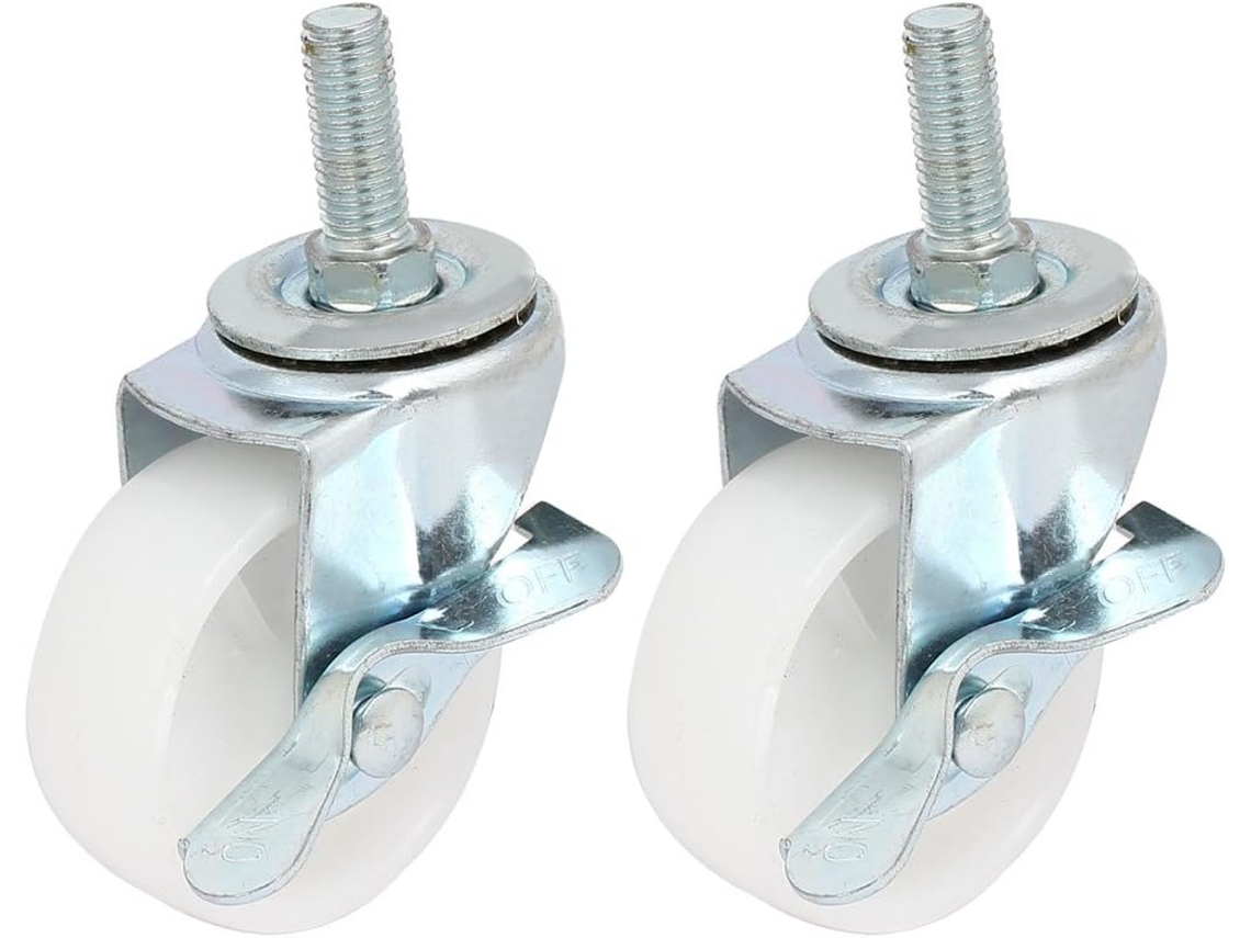 Rueda giratoria universal con freno y pasador roscado M12x30mm, 2,5 pulgadas de diámetro, 2 piezas CHABERLU