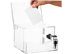 Urna transparente con cerradura, ideal para recaudación de fondos y recogida de sugerencias. Práctica y conveniente. SFUSHOS