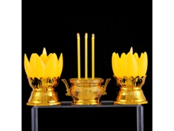 Baok-soporte De Vela Simulada De Loto Led, Lâmpada Elétrica Luminosa, Cor Amarela