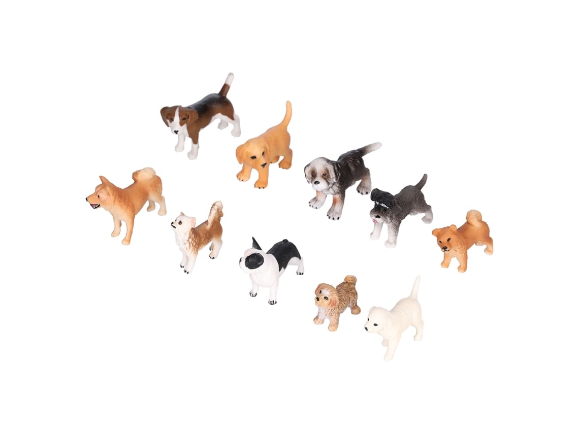 Rebe-10 Peças De Mini Bonecas De Cães Brinquedo Conjunto Pintado À Mão Plástico Simulação Filhotes De Cão Figuras Playset
