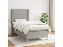 Cama box spring con colchón tela gris claro 90x200 cm