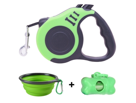 Conjunto de Correa + Bebedero + Bolsas para Perros VERY LUCKY Retráctil (5m)
