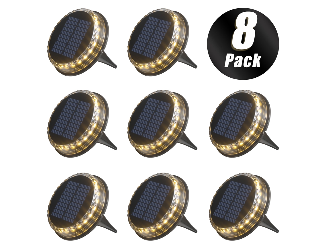 Luces Solares Led De Suelo, Luz Cálida, Ip68, Resistentes Al Agua, Para Jardín, Camino Y Patio (8 Unidades)